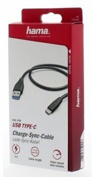 USB - Type-C datu kabelis, Hama, 00178396 cena un informācija | Kabeļi un vadi | 220.lv