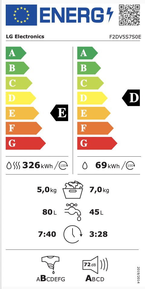 LG F2DV5S7S0E cena un informācija | Veļas mašīnas | 220.lv