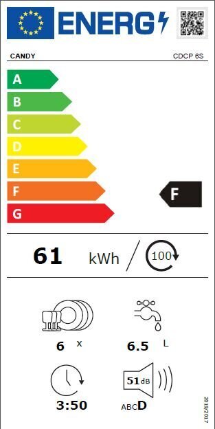 Candy CDCP6 cena un informācija | Trauku mazgājamās mašīnas | 220.lv