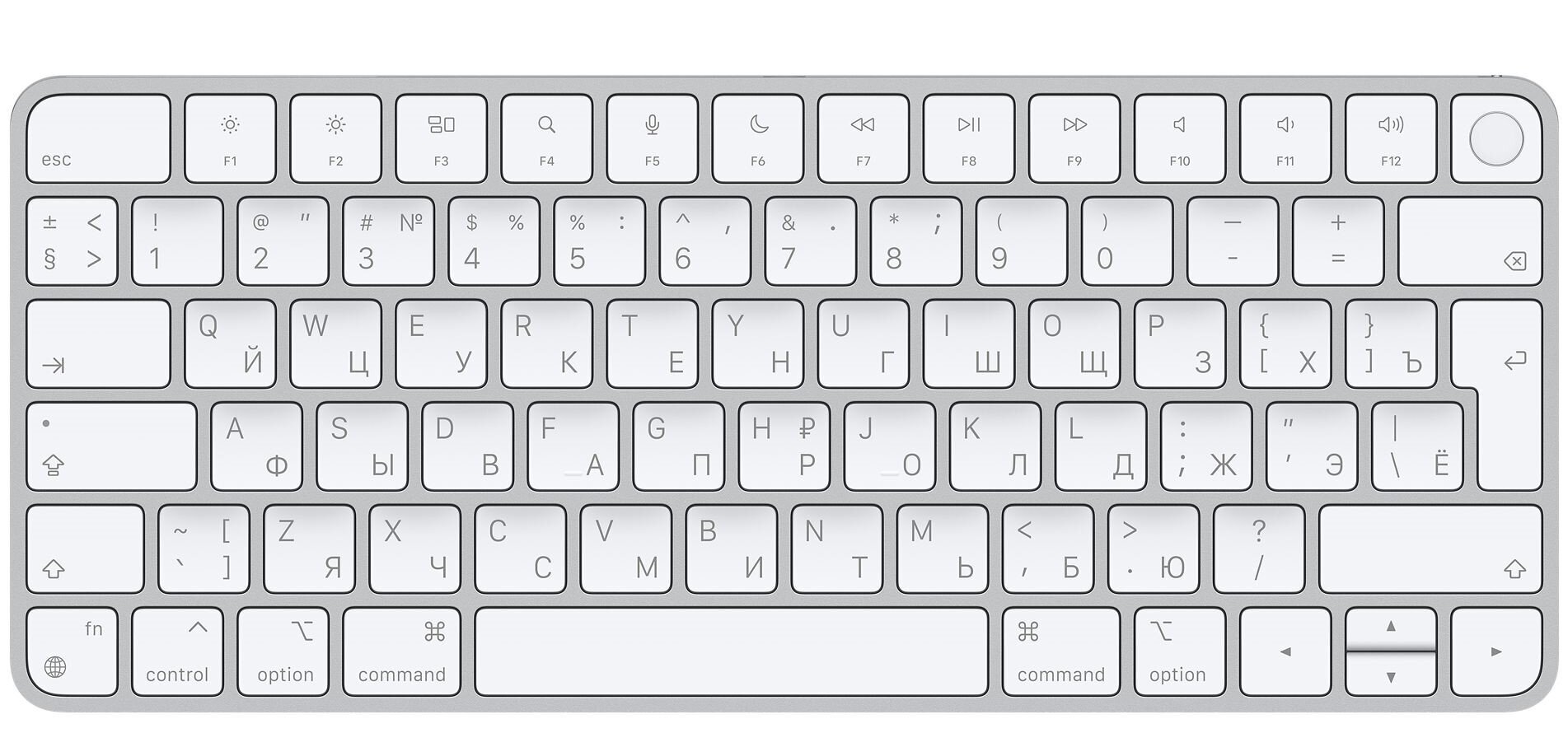 Magic Keyboard with Touch ID for Mac computers with Apple silicon - Russian - MK293RS/A цена и информация | Klaviatūras | 220.lv