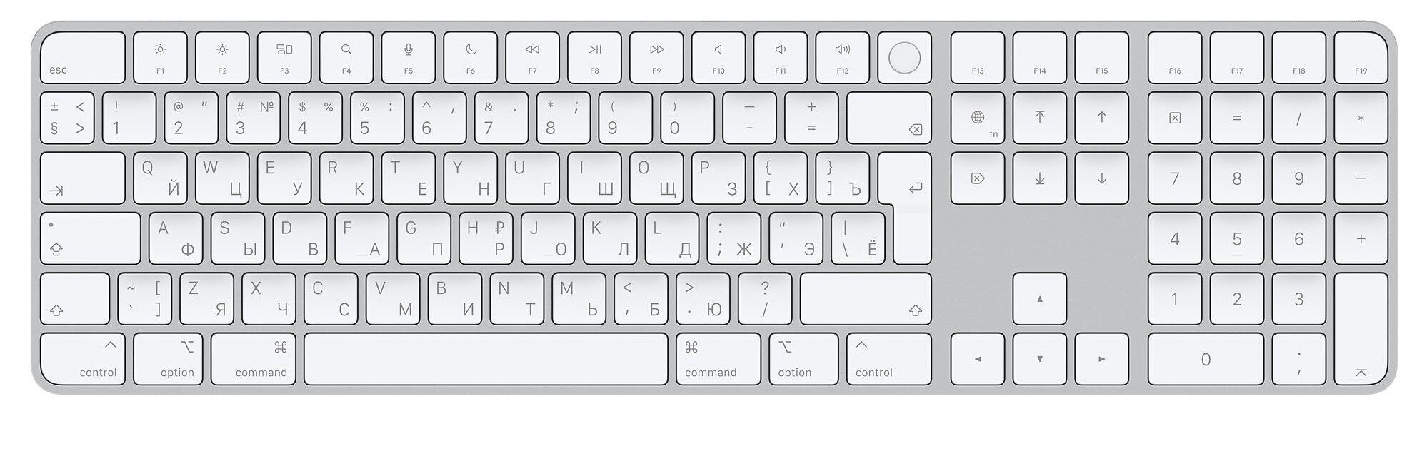 Magic Keyboard with Touch ID and Numeric Keypad for Mac computers with Apple silicon - Russian - MK2C3RS/A cena un informācija | Klaviatūras | 220.lv