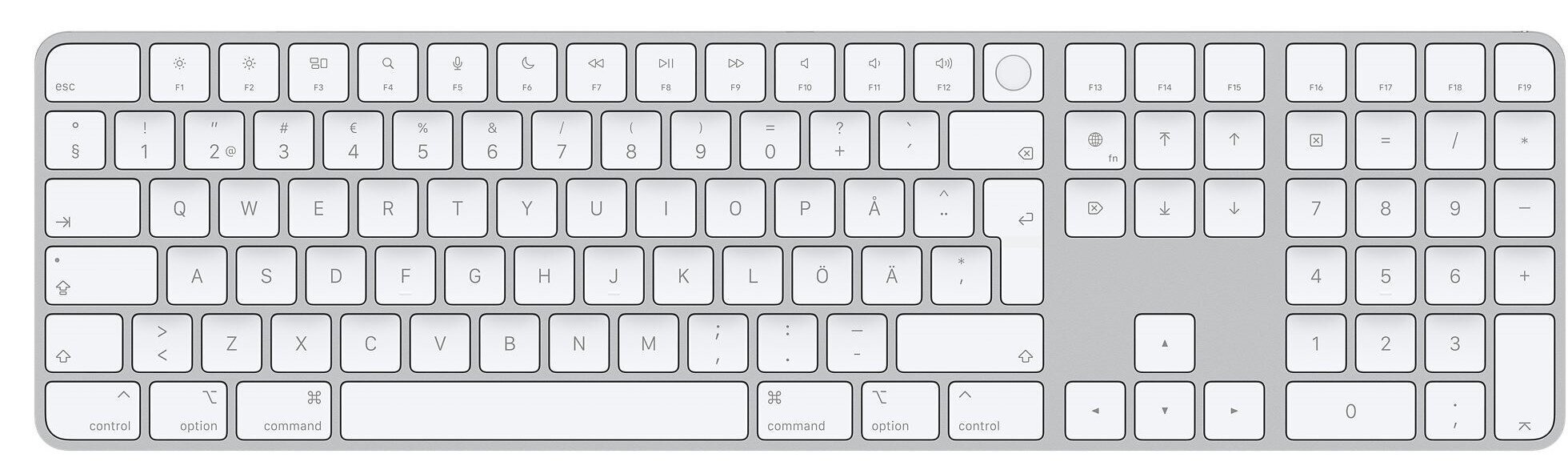 Magic Keyboard with Touch ID and Numeric Keypad for Mac computers with Apple silicon - Swedish - MK2C3S/A cena un informācija | Klaviatūras | 220.lv