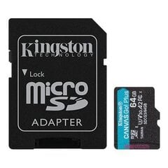 MEMORY MICRO SDXC 64GB UHS-I/W/ADAPTER SDCG3/64GB KINGSTON cena un informācija | Atmiņas kartes mobilajiem telefoniem | 220.lv