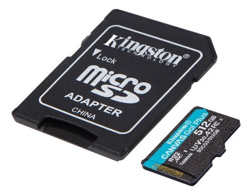 MEMORY MICRO SDXC 512GB UHS-I/W/ADAPTER SDCG3/512GB KINGSTON цена и информация | Atmiņas kartes fotokamerām | 220.lv