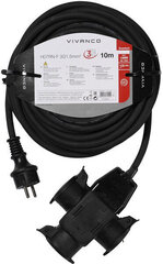 Vivanco extension cable H07RN-F 3 sockets 10m, black (61154) cena un informācija | Adapteri un USB centrmezgli | 220.lv