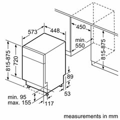 Bosch SPU4EKW28S, интегрируемая посудомоечная машина, 45 см цена и информация | Bosch Кухонная техника | 220.lv