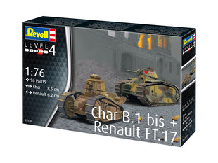 Revell Char. B.1 bis & Renault FT.17 1:76 līmējamais modelis cena un informācija | Konstruktori | 220.lv