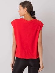 Sieviešu sarkans kokvilnas t-krekls ar apdruku. cena un informācija | T-krekli sievietēm | 220.lv