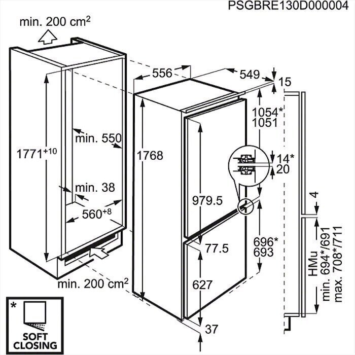 Aeg SCE818E6TF iebūvējams ledusskapis ar saldētavu, 176.80 cm NoFrost цена и информация | Ledusskapji | 220.lv