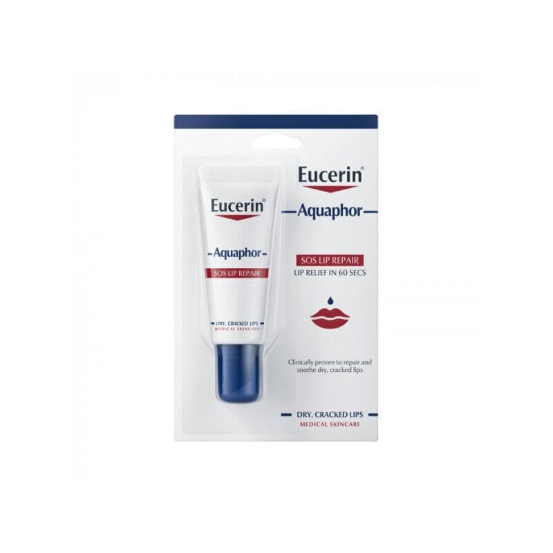 Lūpu balzams Eucerin Aquaphor SOS, 10 ml cena un informācija | Lūpu krāsas, balzāmi, spīdumi, vazelīns | 220.lv