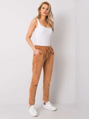 Женские велюровые брюки RUE PARIS, светло-коричневые цена и информация | Брюки | 220.lv
