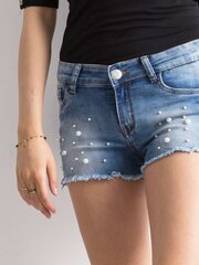 Женские джинсовые шорты с жемчугом, синие цена и информация | Женские шорты | 220.lv