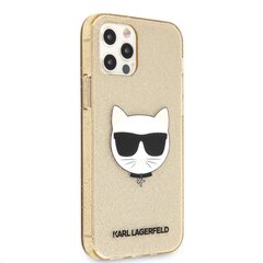 KLHCP12MCHTUGLGO Karl Lagerfeld Choupette Head Glitter maciņš iPhone 12/12 Pro 6.1 zelta cena un informācija | Telefonu vāciņi, maciņi | 220.lv