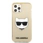 KLHCP12MCHTUGLGO Karl Lagerfeld Choupette Head Glitter maciņš iPhone 12/12 Pro 6.1 zelta cena un informācija | Telefonu vāciņi, maciņi | 220.lv