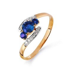 Золотое кольцо с бриллиантом и сапфиром 09TPZ500113 09TPZ500113 цена и информация | Кольца | 220.lv