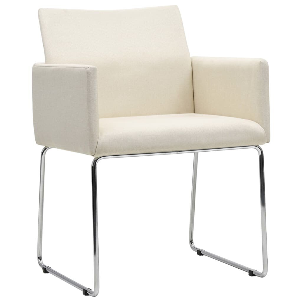 vidaXL virtuves krēsli, 2 gab., linam līdzīgs balts audums cena un informācija | Virtuves un ēdamistabas krēsli | 220.lv