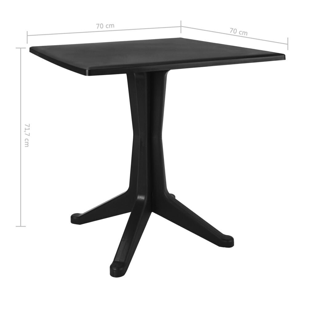 vidaXL dārza galds, antracītpelēks, 70x70x71,7 cm, plastmasa цена и информация | Dārza galdi | 220.lv