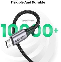 Кабель Ugreen Micro USB M - USB 3.0 M, 1 м, черный цена и информация | Кабели и провода | 220.lv