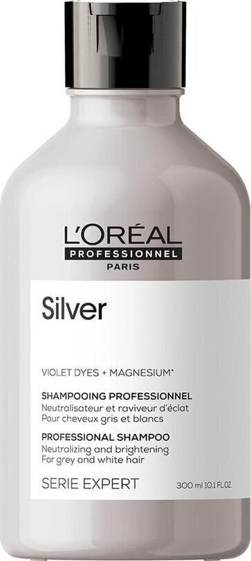Dzeltenu nokrāsu neitralizējošs šampūns sirmiem un gaišiem matiem L’Oreal Professionnel Serie Expert Silver 300 ml цена и информация | Šampūni | 220.lv