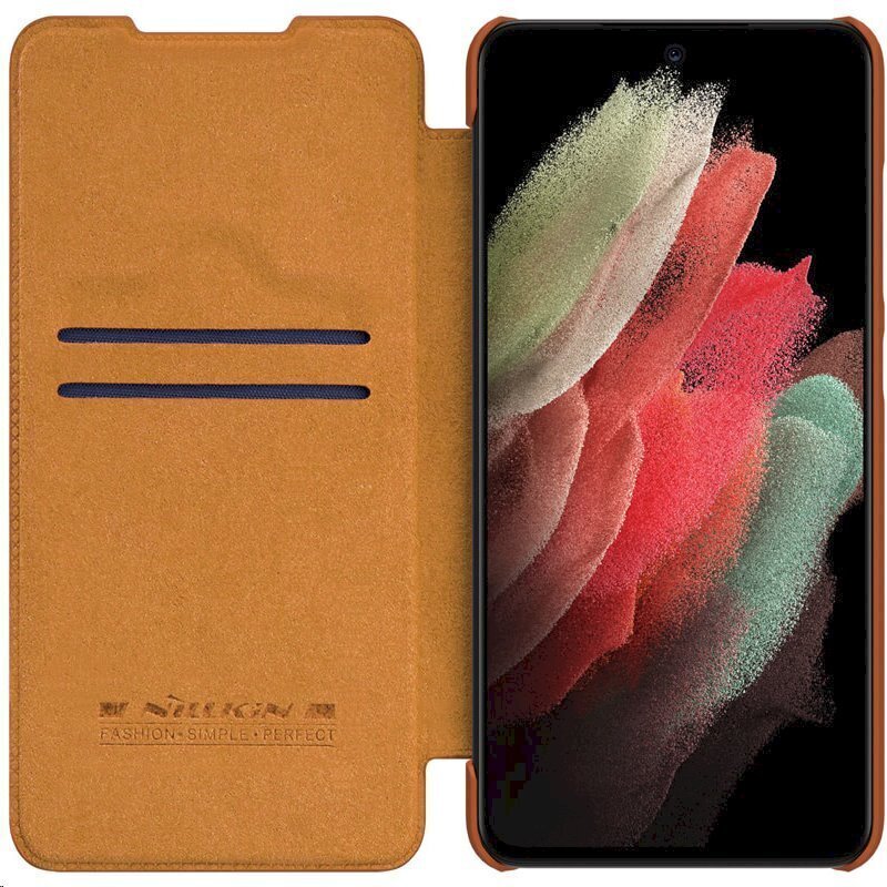 Nillkin Qin Book maciņš Samsung Galaxy S21 FE brūns cena un informācija | Telefonu vāciņi, maciņi | 220.lv