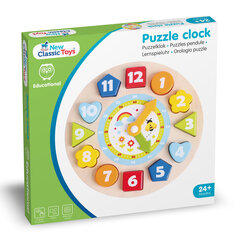 Koka puzle mazajiem - Pulkstenis, New Classic Toys 18252 cena un informācija | Puzles, 3D puzles | 220.lv