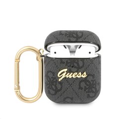 Чехол для наушников GUA24GSMK Guess 4G Script PC/PU Case for Airpods 1/2 Grey цена и информация | Аксессуары для наушников | 220.lv