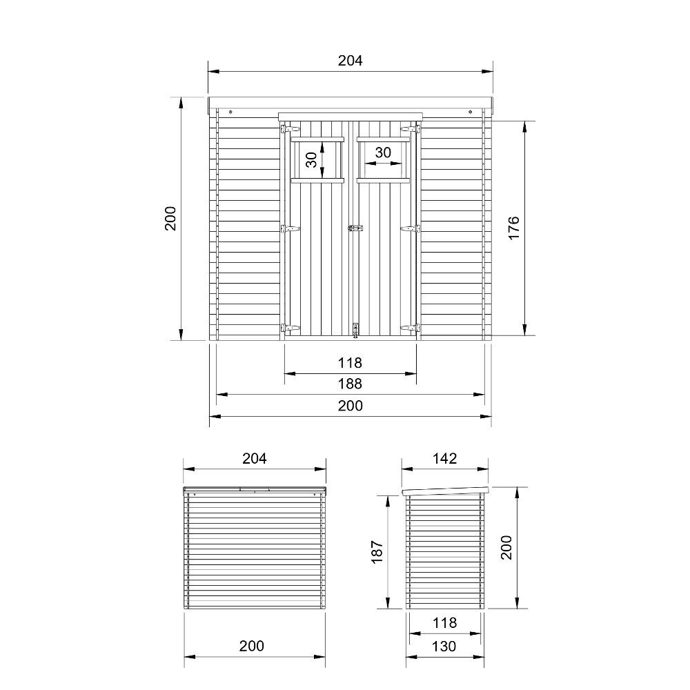 Koka dārza mājiņa Timbela M311 - A200 x 204 x 142 cm, brūna cena un informācija | Dārza mājiņas, šķūņi, malkas nojumes | 220.lv
