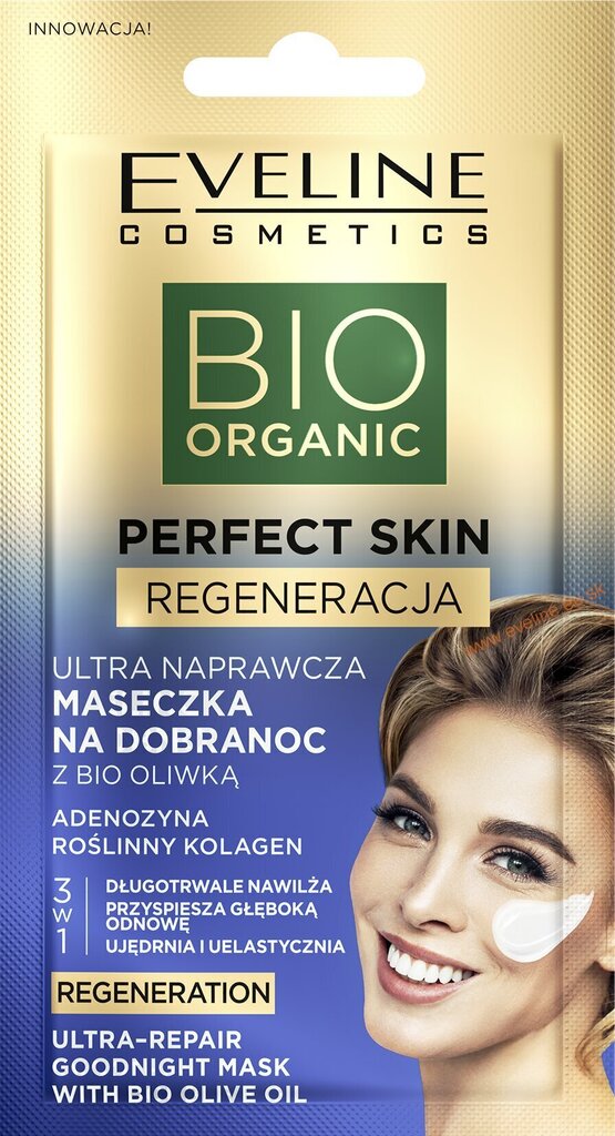 Nakts sejas maska Eveline Bio Organic Perfect Skin, 8 ml cena un informācija | Sejas maskas, acu maskas | 220.lv