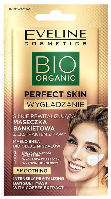 Sejas maska ​​ar kafijas ekstraktu Eveline BIO Organic Perfect Skin, 8 ml cena un informācija | Sejas maskas, acu maskas | 220.lv