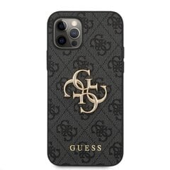 GUHCP12M4GMGGR Guess PU 4G Metal Logo maciņš iPhone 12/12 Pro pelēks cena un informācija | Telefonu vāciņi, maciņi | 220.lv