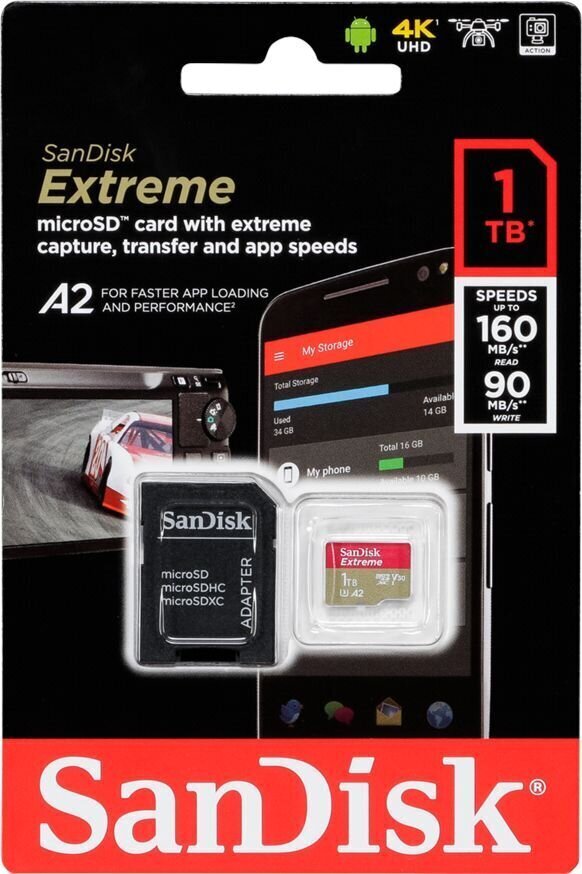 SanDisk Extreme MicroSDXC 1 TB (+ SD adapteris) cena un informācija | Atmiņas kartes fotokamerām | 220.lv