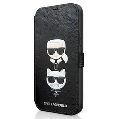Karl Lagerfeld KLFLBKP12LSAKICKCBK, piemērots iPhone 12 Pro Max 6,7, melns cena un informācija | Telefonu vāciņi, maciņi | 220.lv