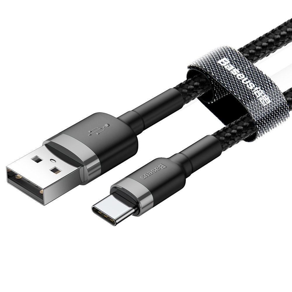 USB kabelis Baseus Cafule Type-C 2.0m 2A pelēks-melns CATKLF-CG1 цена и информация | Savienotājkabeļi | 220.lv