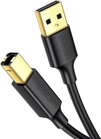 UGREEN US135 USB 2.0 A-B printera kabelis, apzeltīts 1 m, melns cena un informācija | Kabeļi un vadi | 220.lv