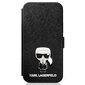 Karl Lagerfeld KLFLBKP12MIKMSBK, piemērots iPhone 12/12 Pro 6,1, melns cena un informācija | Telefonu vāciņi, maciņi | 220.lv