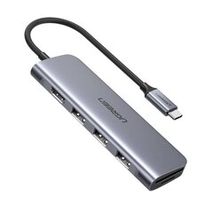 UGREEN USB-C to 3 Ports USB3.0-A Hub + HDMI + TF/SD (Space Gray) цена и информация | Адаптеры и USB разветвители | 220.lv