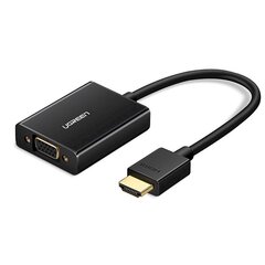 Адаптер UGREEN MM102 HDMI-VGA со звуком, черный цена и информация | Адаптеры и USB разветвители | 220.lv