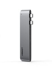 Адаптер 6-в-2 UGREEN CM251 USB-C Hub для MacBook Air / Pro, серый цена и информация | Адаптеры и USB разветвители | 220.lv