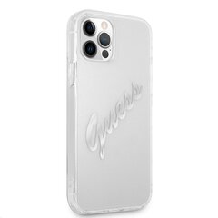 GUHCP12MKTRSVSI Guess PU Vintage Script Silver Logo Case for iPhone 12/12 Pro Transparent цена и информация | Чехлы для телефонов | 220.lv