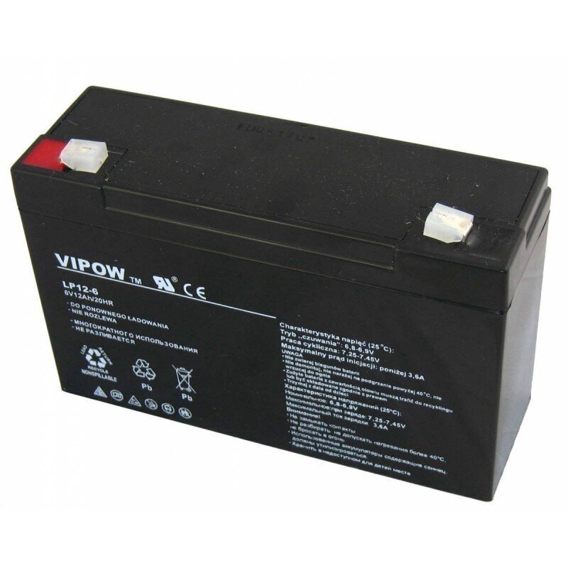 Svina akumulators VIPOW 6V 12Ah cena un informācija | Akumulatori | 220.lv