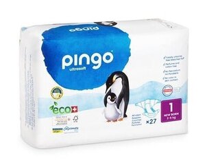 Экологические подгузники Pingo Ultrasoft Newborn с индикатором влажности, 1 размер (2-5 кг), 27 шт. цена и информация | Подгузники | 220.lv