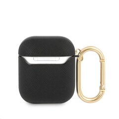 GUA2SASMK Guess Saffiano PC/PU Metal Logo maciņš Airpods 1/2 melns цена и информация | Аксессуары для наушников | 220.lv