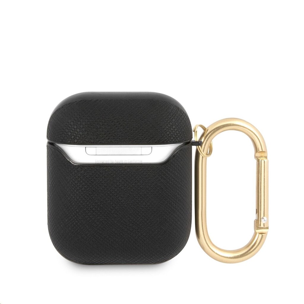 GUA2SASMK Guess Saffiano PC/PU Metal Logo maciņš Airpods 1/2 melns цена и информация | Austiņu piederumi | 220.lv