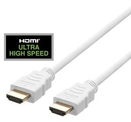 HDMI kabelis DELTACO ULTRA High Speed, 48Gbps, 2m, eARC, QMS, 8K at 60Hz, 4K at 120Hz, balts / HU-20A cena un informācija | Kabeļi un vadi | 220.lv