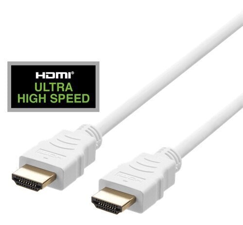 HDMI kabelis DELTACO ULTRA High Speed, 48Gbps, 2m, eARC, QMS, 8K at 60Hz, 4K at 120Hz, balts / HU-20A цена и информация | Kabeļi un vadi | 220.lv