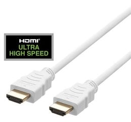 HDMI kabelis DELTACO ULTRA liels ātrums, 48Gbps, 3 m, eARC, QMS, 8K pie 60Hz, 4K pie 120Hz, balts / HU-30A cena un informācija | Kabeļi un vadi | 220.lv