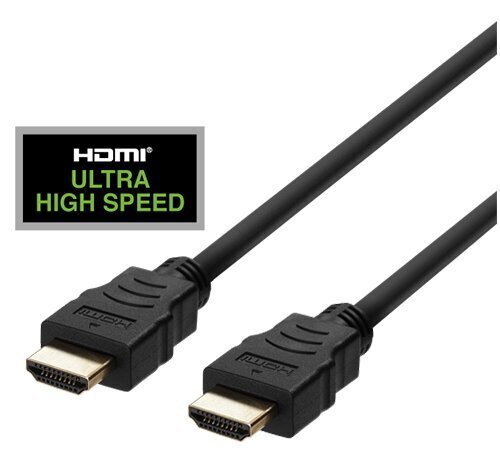 HDMI kabelis DELTACO ULTRA High Speed, 0.5m, eARC, QMS, 8K at 60Hz, 4K at 120Hz, melns / HU-05 cena un informācija | Kabeļi un vadi | 220.lv