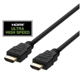 HDMI kabelis DELTACO ULTRA High Speed, 48Gbps, 2m, melns / HU-20 cena un informācija | Kabeļi un vadi | 220.lv