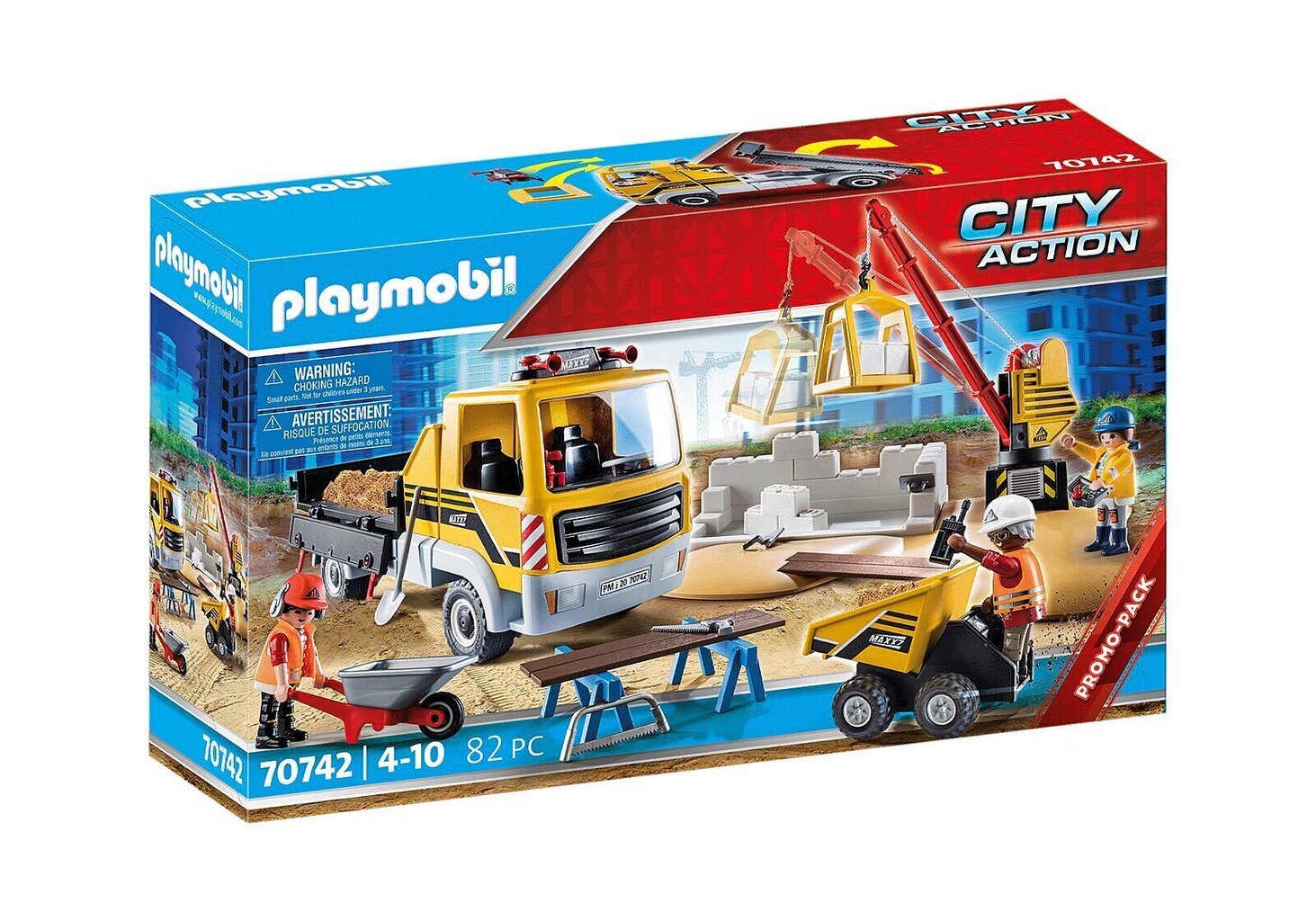 70742 PLAYMOBIL® City Action Būvlaukums ar bortu kravas automašīnu cena un informācija | Konstruktori | 220.lv