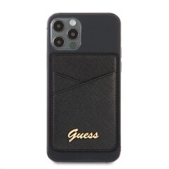 GUWMSSASLBK Guess Saffiano Cardslot Metal Logo melns cena un informācija | Mobilo telefonu aksesuāri | 220.lv